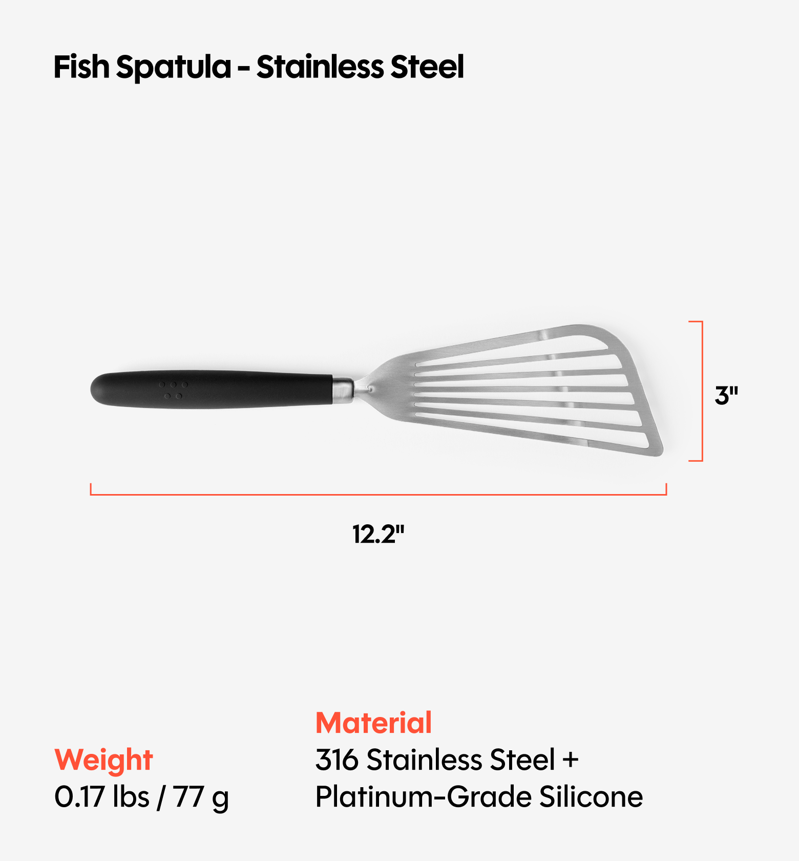 Stainless Steel Fish Spatula - Black