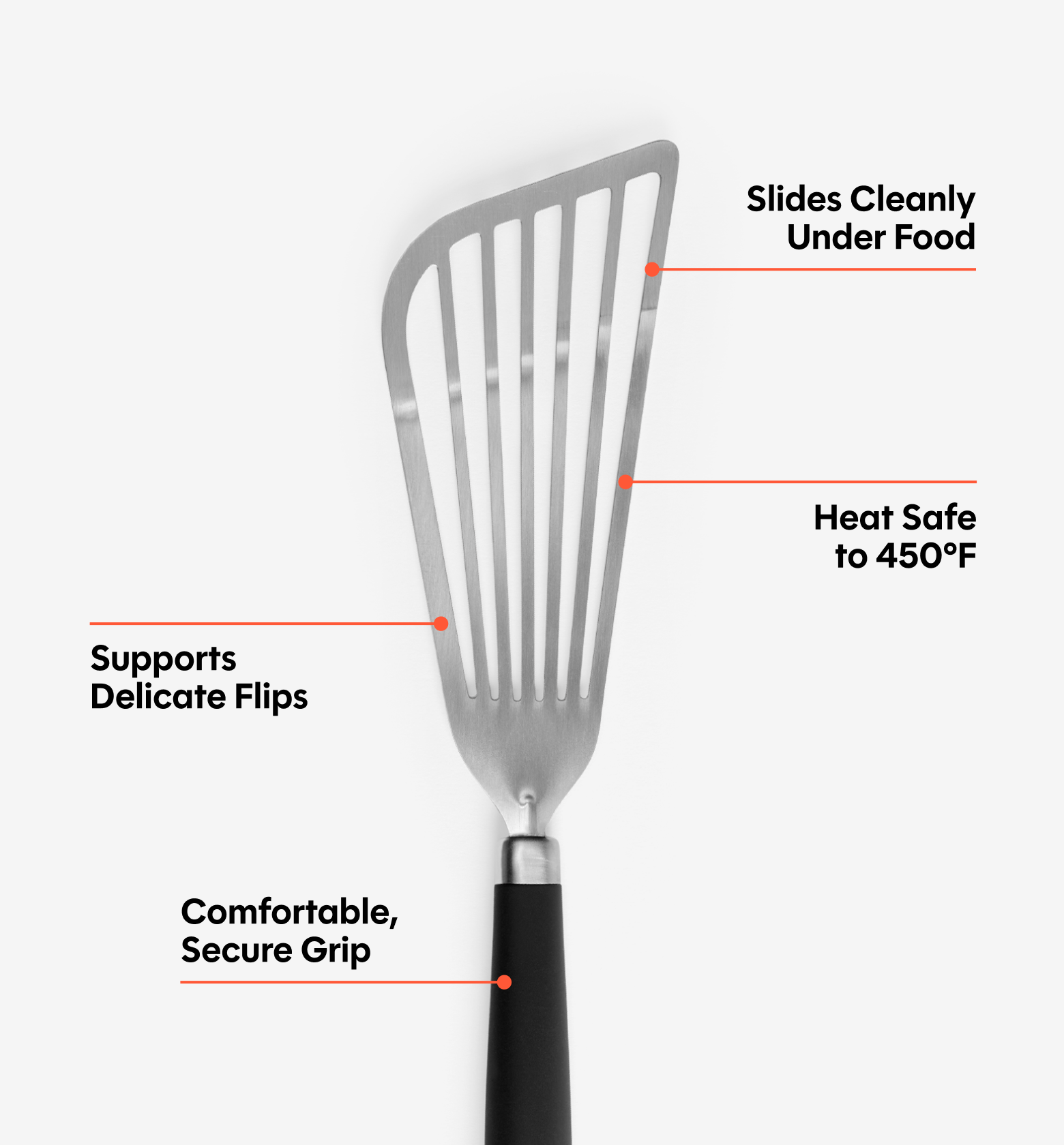 Stainless Steel Fish Spatula - Black