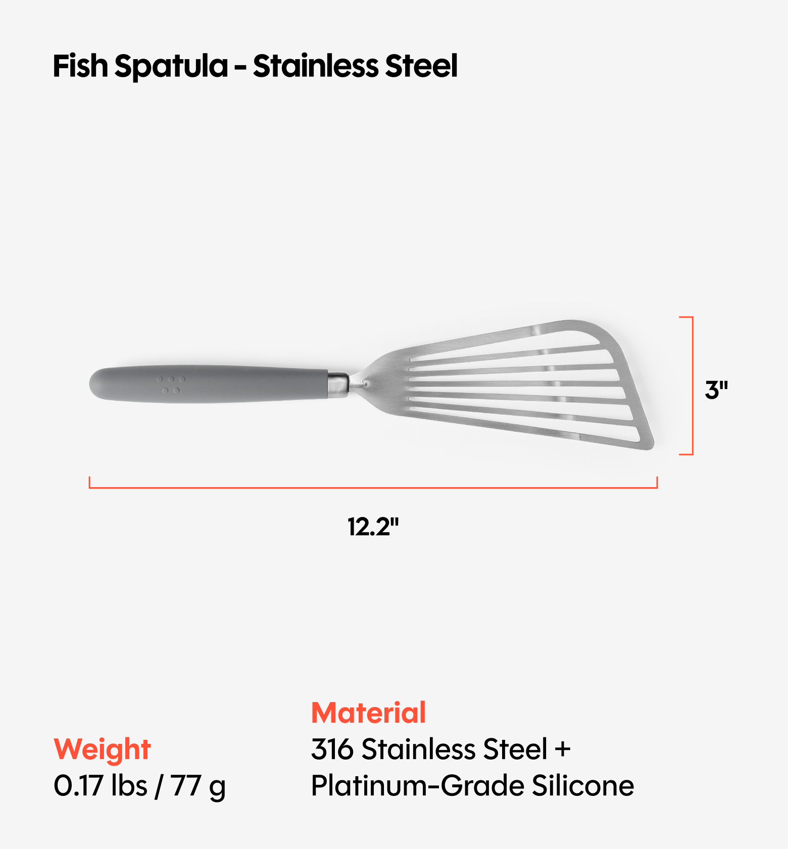 Stainless Steel Fish Spatula - Gray