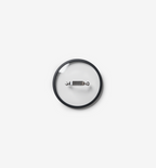Glass pot lid with stainless steel handle and silicone rim, top view