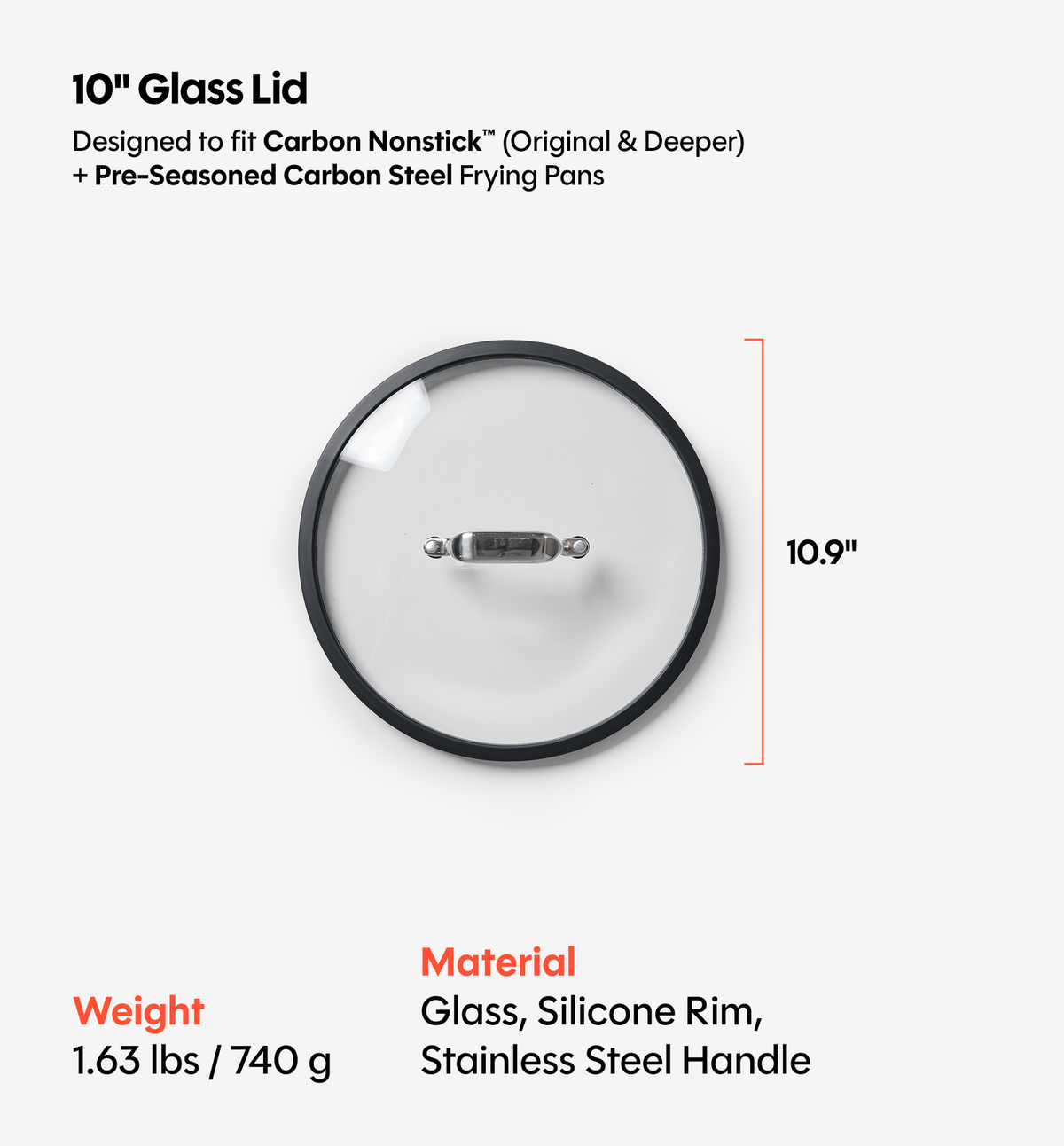 10" Deeper Carbon Nonstick™ Frying Pan + Glass Lid