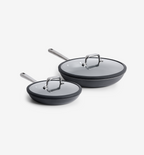 Hard-anodized nonstick frying pan set with glass lids, 10 and 12 inch skillets