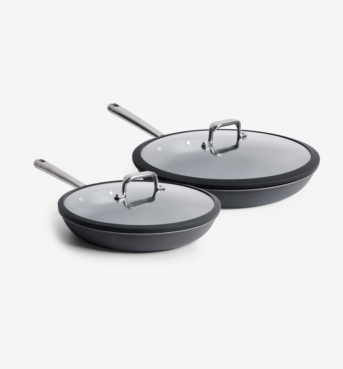 10” + 12” Pre-Seasoned Carbon Steel Frying Pan + Glass Lids
