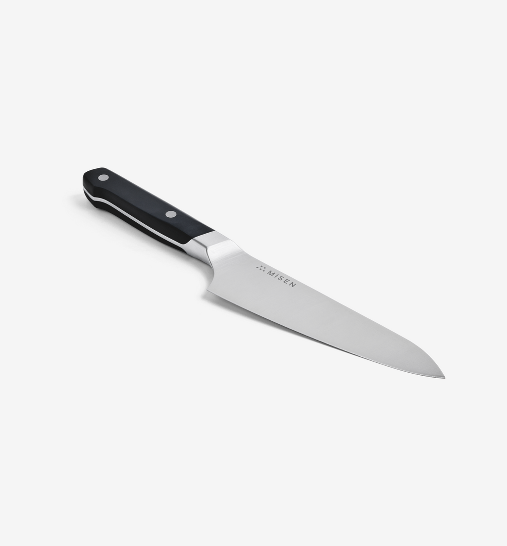 Misen chef's knife with black handle and stainless steel blade