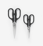 Misen kitchen scissors set, large and small stainless steel shears with black handles