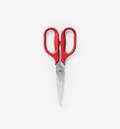 Misen kitchen scissors with red handles and stainless steel blades