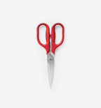 Misen kitchen scissors with red handles and stainless steel blades