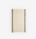 Cream linen kitchen towel with navy blue stripes