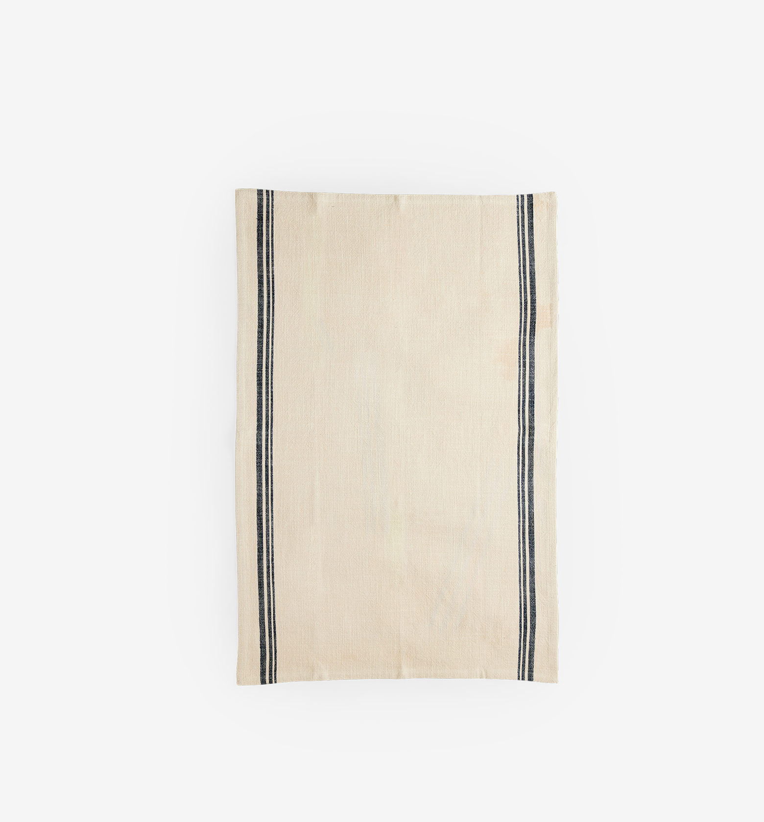 Cream linen kitchen towel with navy blue stripes