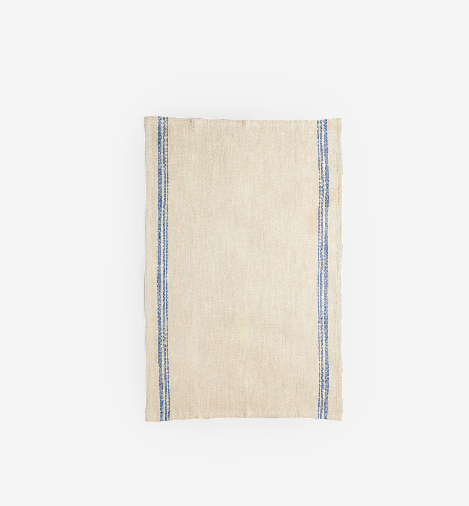 Cream linen tea towel with blue stripe detail, French country style kitchen towel