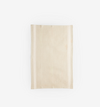 Cream linen kitchen tea towel with white stripe border