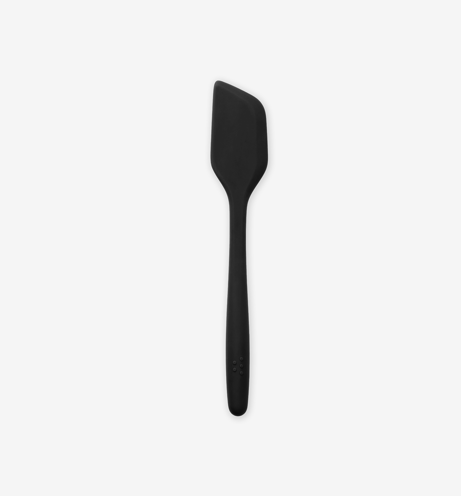 Black silicone spatula with angled head and long handle