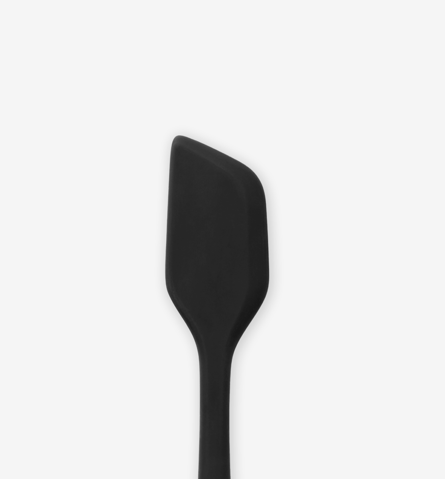 Black silicone spatula head with angled flexible blade