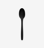 Matte black silicone cooking spoon with ergonomic handle
