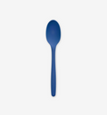Blue silicone cooking spoon with ergonomic handle