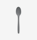 Matte gray silicone spoon with long handle and oval bowl