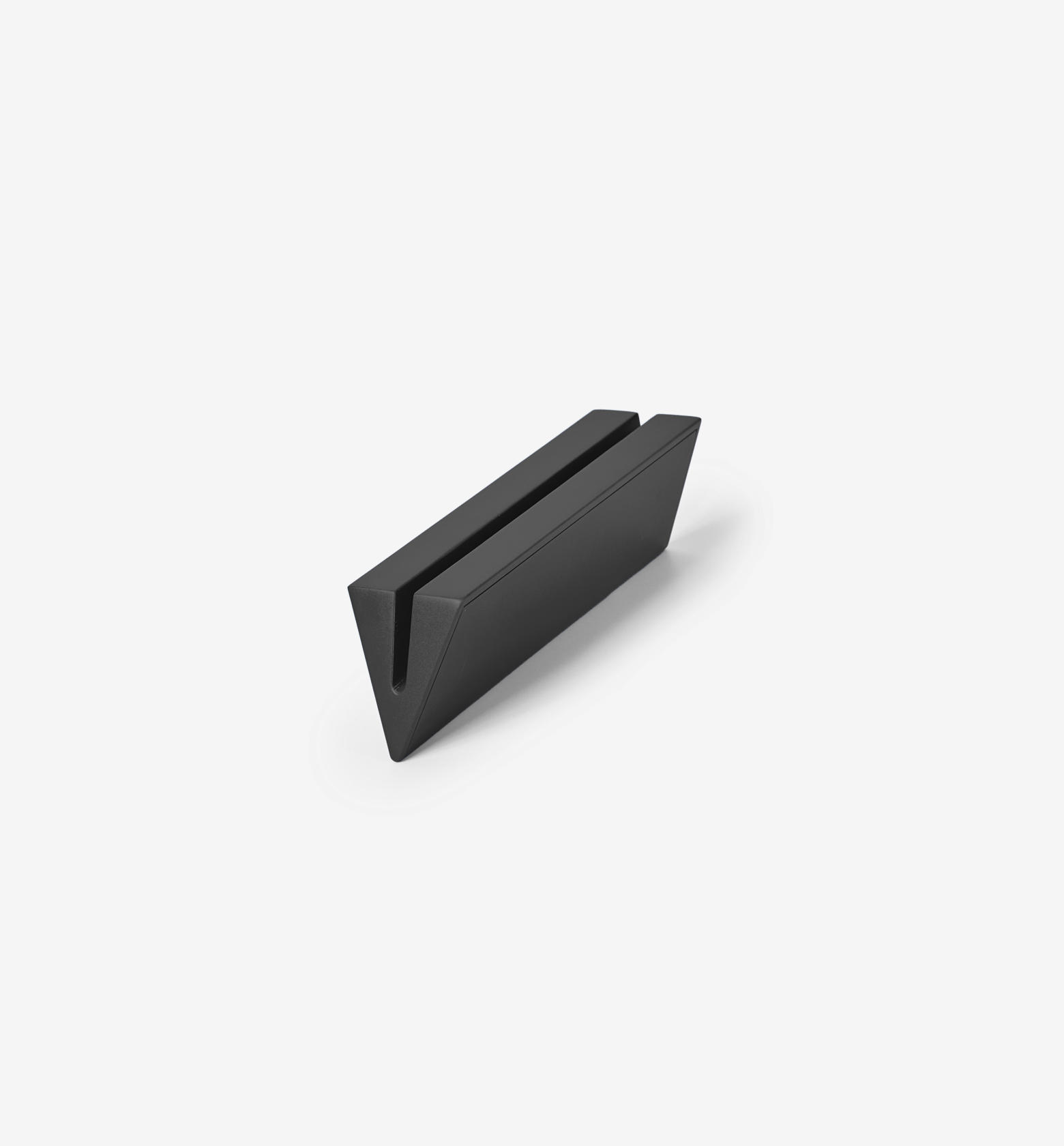 Matte black recessed cabinet pull handle with slim profile