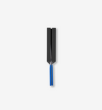 Tuning fork with blue handle and black anodized tines
