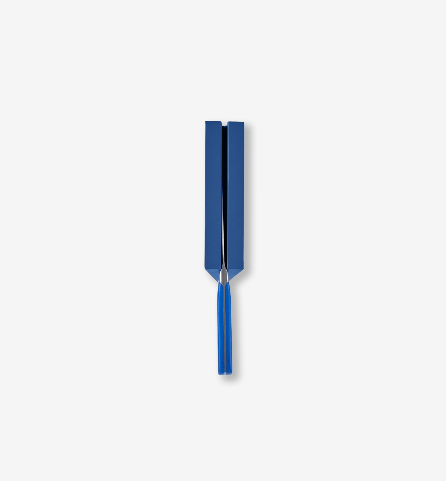 Blue tuning fork with handle and two prongs