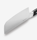 Misen santoku knife blade close-up with black handle