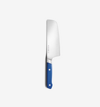 Misen nakiri knife with blue handle and stainless steel blade