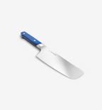 Misen nakiri knife with blue handle and stainless steel blade