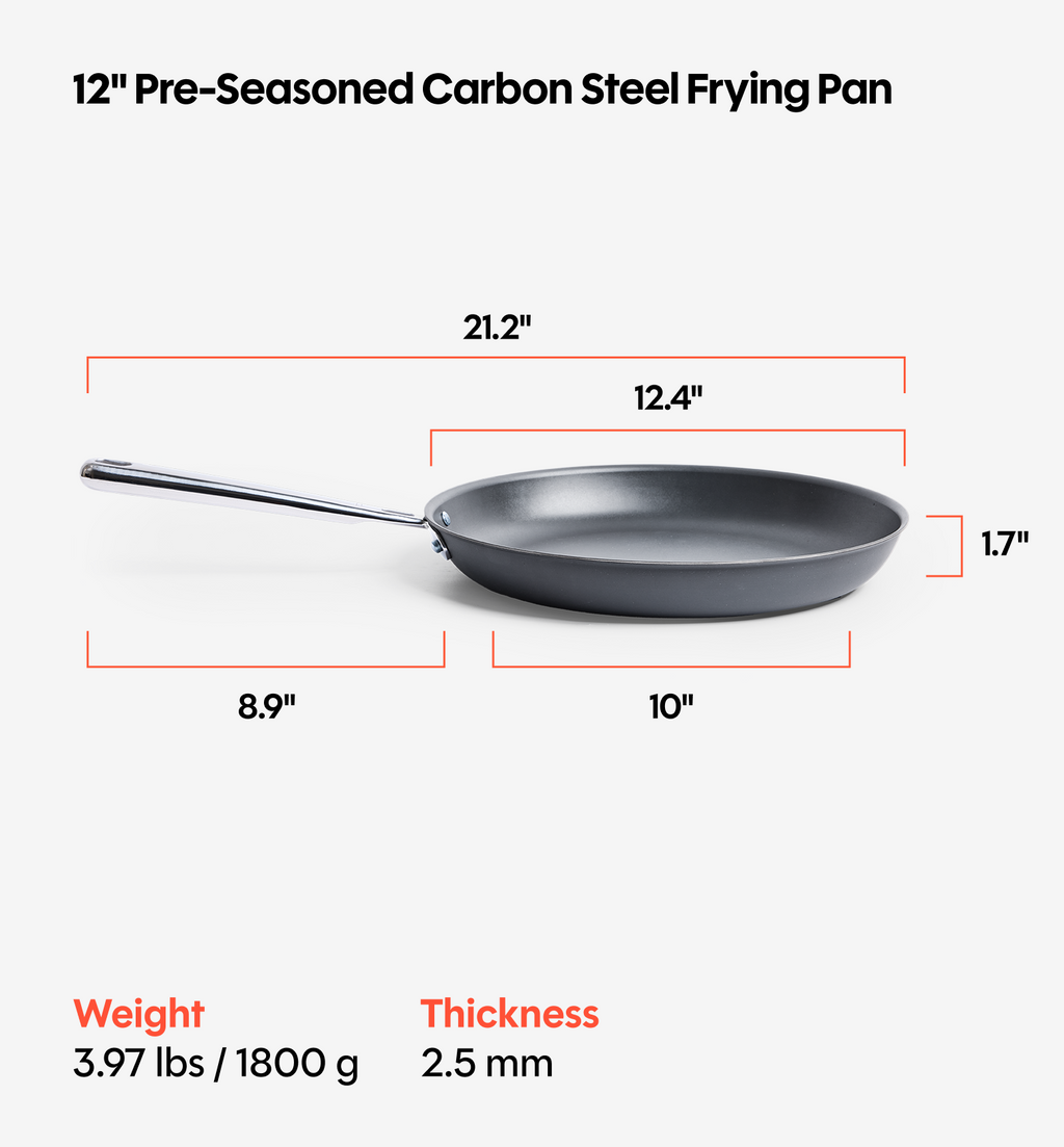 12" Pre-Seasoned Carbon Steel Frying Pan