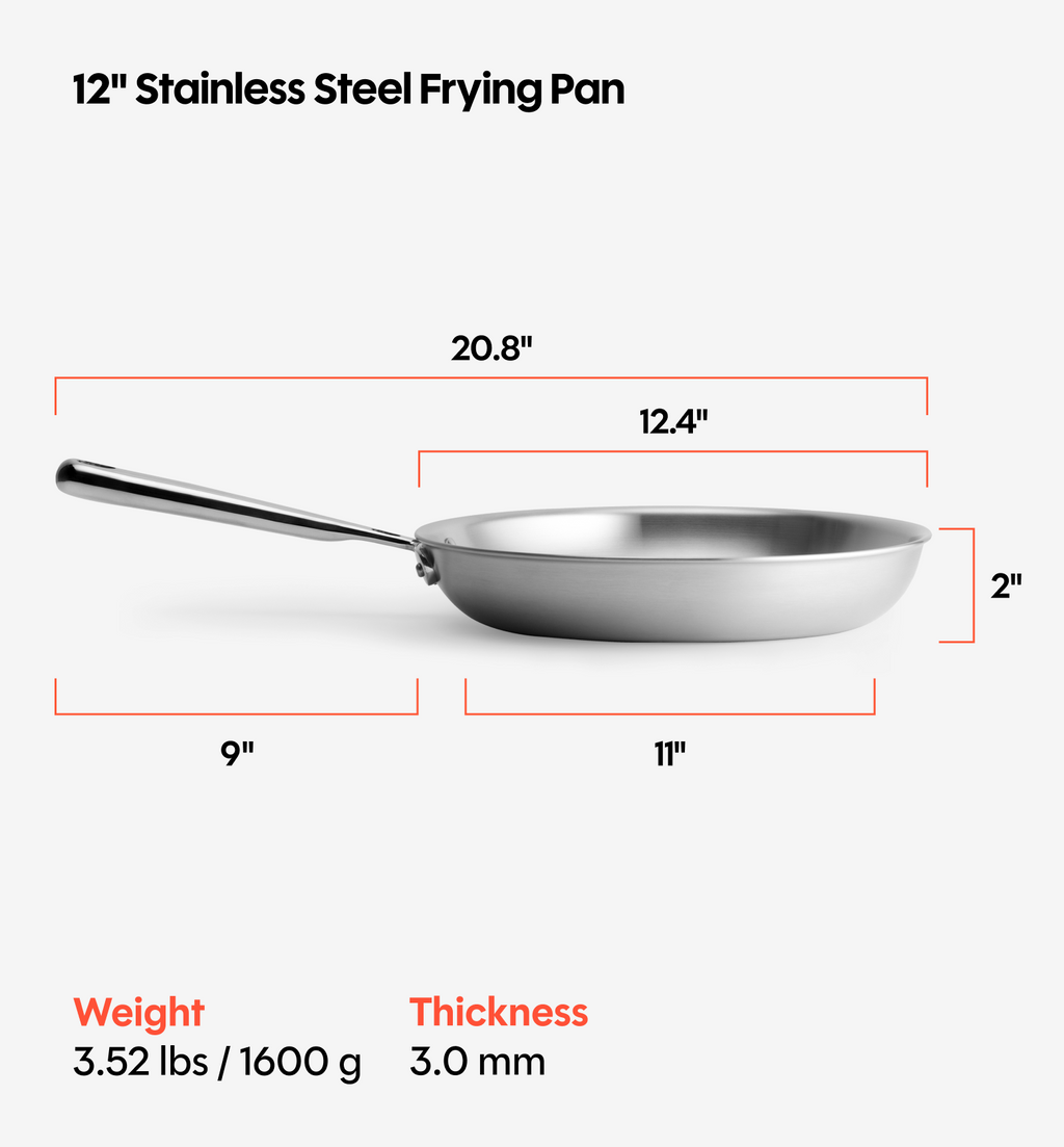 12" Stainless Steel Frying Pan