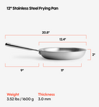 12" Stainless Steel Frying Pan