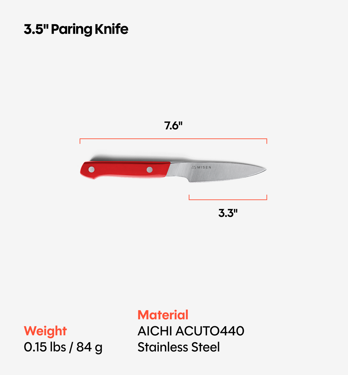 3.5" Paring Knife (ACUTO440) - Red