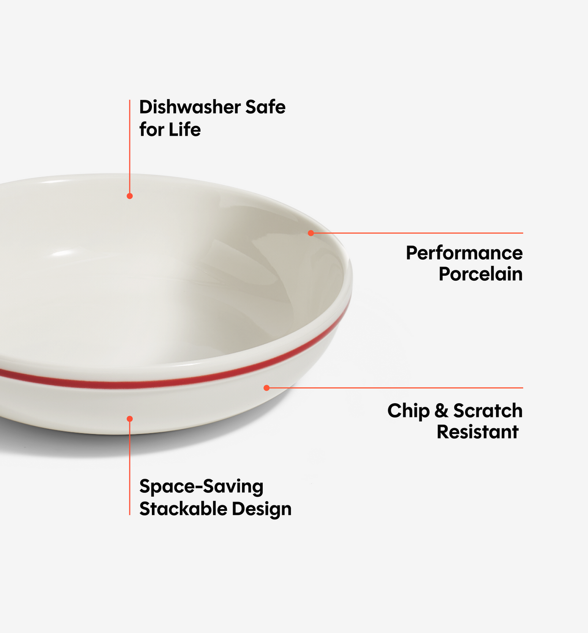 4-Piece Pasta Bowl Set - Red