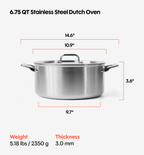6.75 QT Stainless Steel Dutch Oven