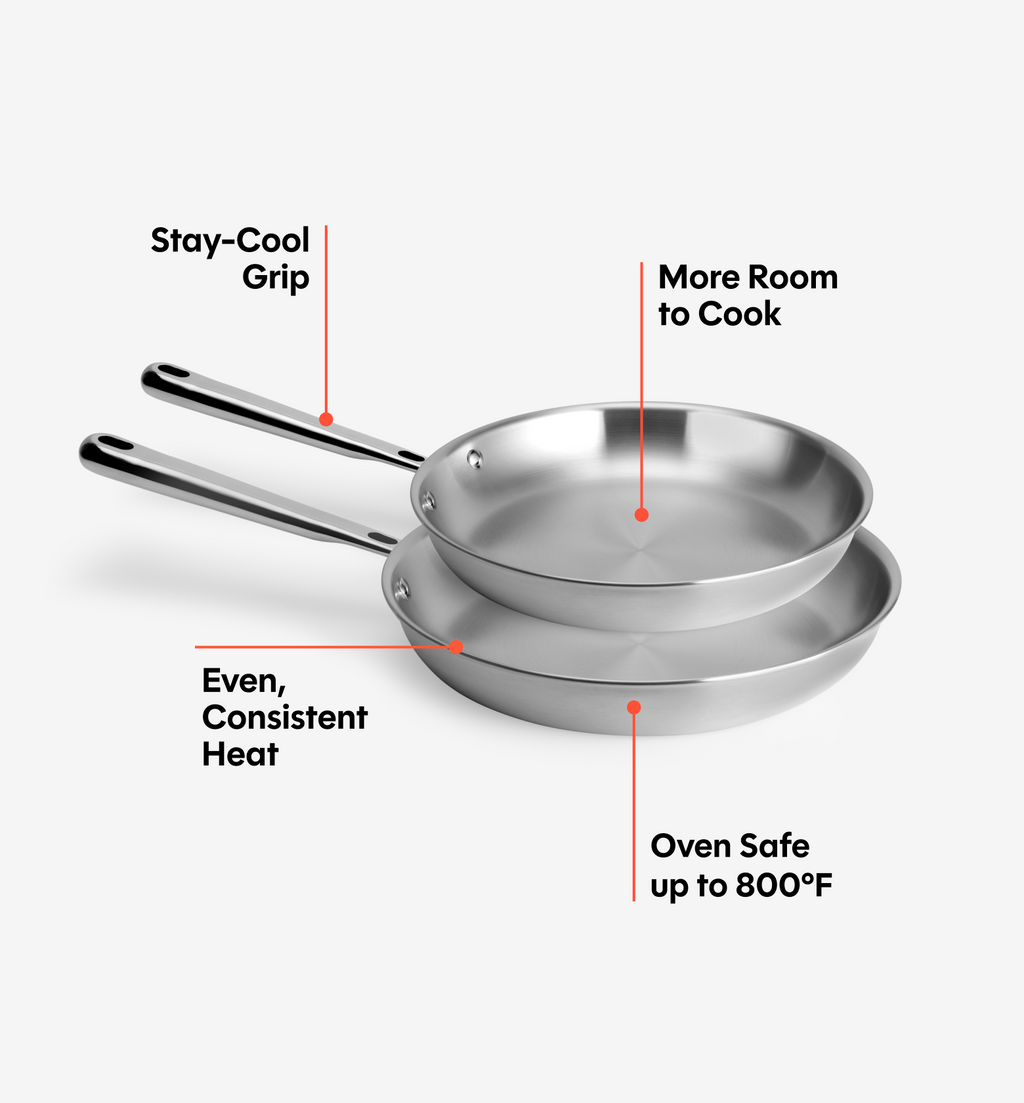 10" + 12" Stainless Steel Frying Pan