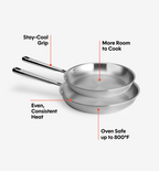 10" + 12" Stainless Steel Frying Pan