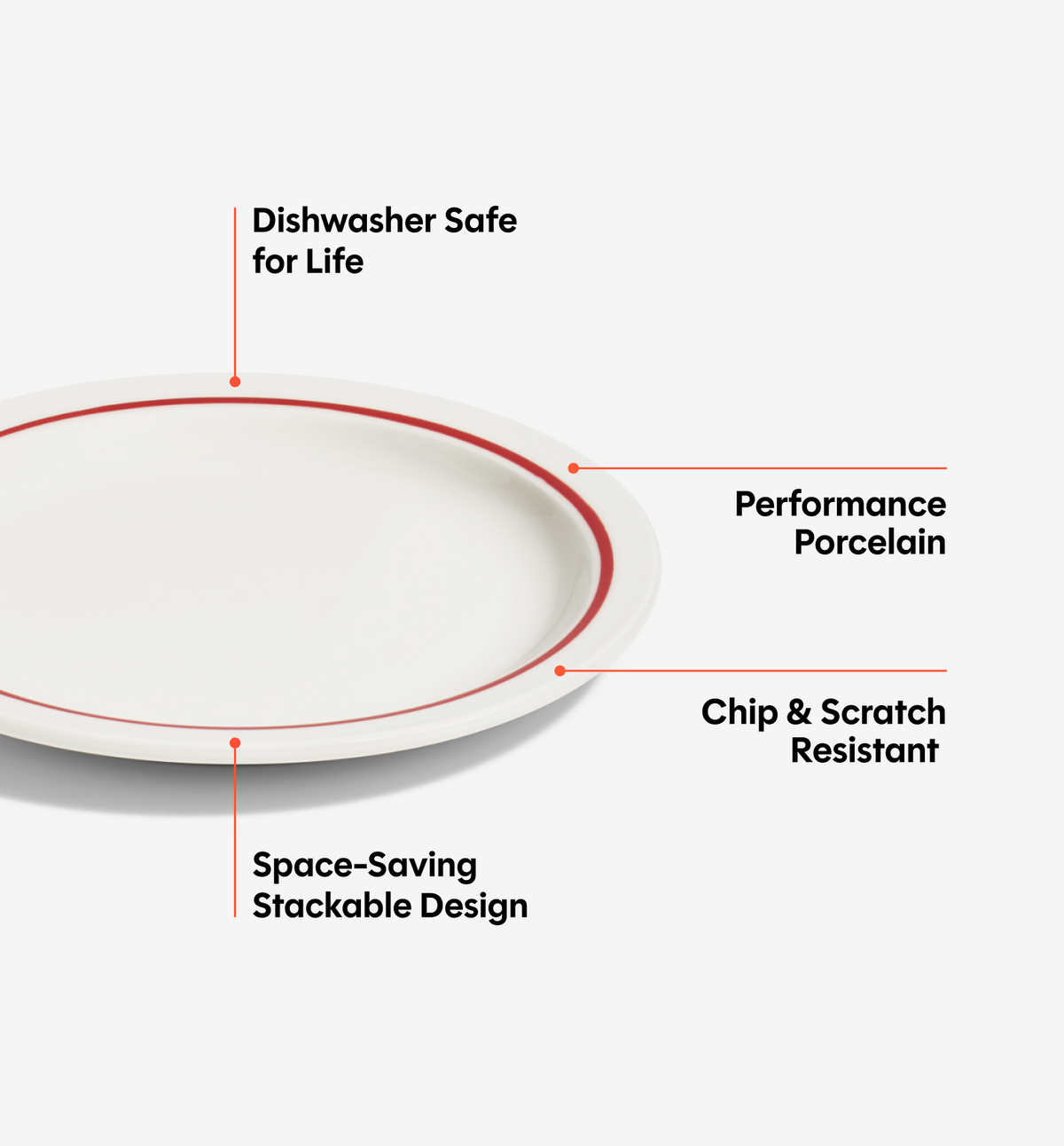4-Piece Salad Plate Set - Red