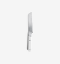 Misen serrated bread knife with white handle and stainless steel blade