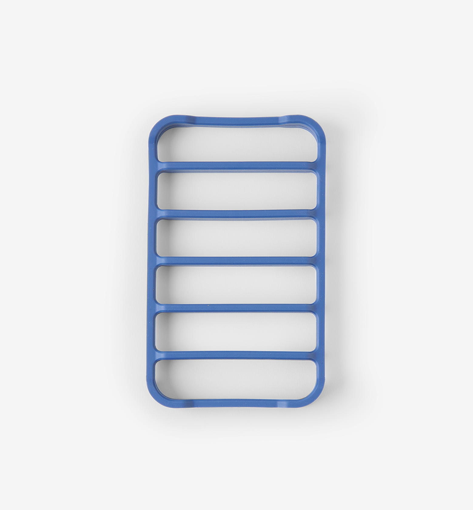 Blue silicone trivet with ladder grid design for hot pots and pans