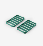 Green silicone trivets set of two with slatted design for hot pots and pans