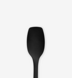 Black silicone spatula spoon close-up, matte finish cooking utensil