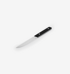 Misen steak knife with black handle and stainless steel blade