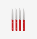 Misen steak knives set of 4 with red handles and stainless steel blades
