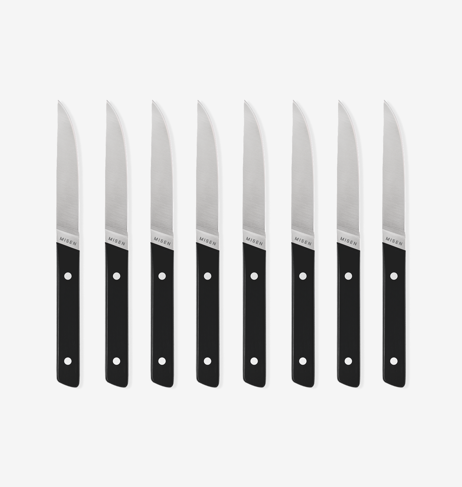 Misen steak knives set of 8 with black handles and stainless steel blades