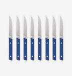 Misen steak knives set of 8 with blue handles and stainless steel blades