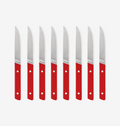 Misen steak knives set of 8 with red handles and stainless steel blades