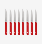 Misen steak knives set of 8 with red handles and stainless steel blades