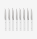 Misen steak knives set of 8 with white handles and stainless steel blades