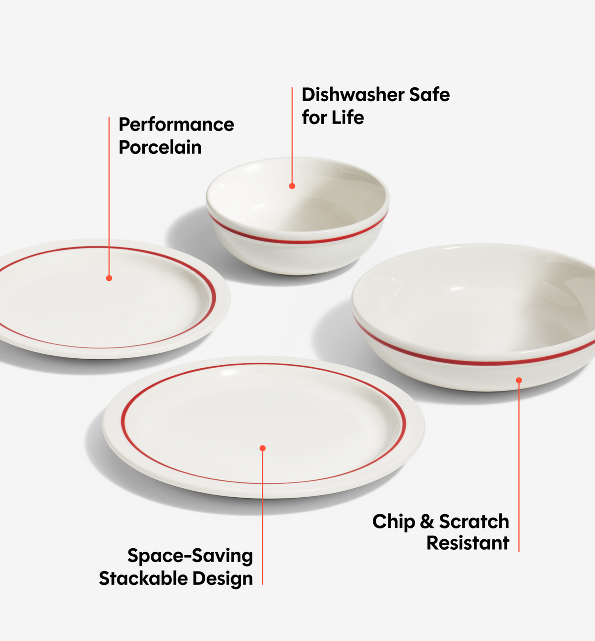 4-Piece Dinnerware Set (Serves 1) - Red