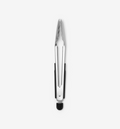 Stainless steel kitchen tongs with black rubber grip and locking mechanism