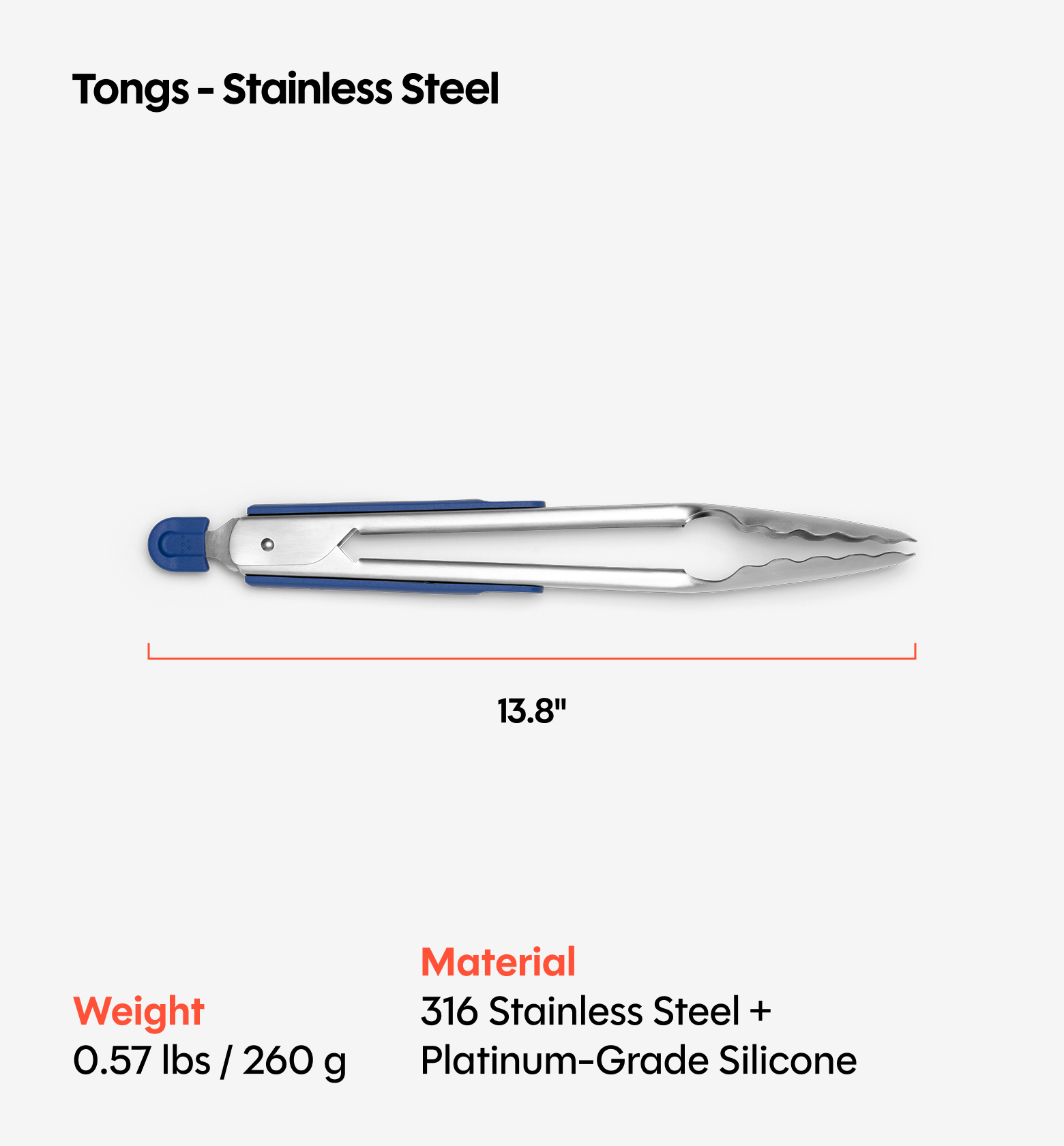 Stainless Steel Tongs - Classic Blue