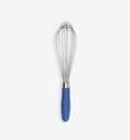 Stainless steel balloon whisk with blue silicone handle
